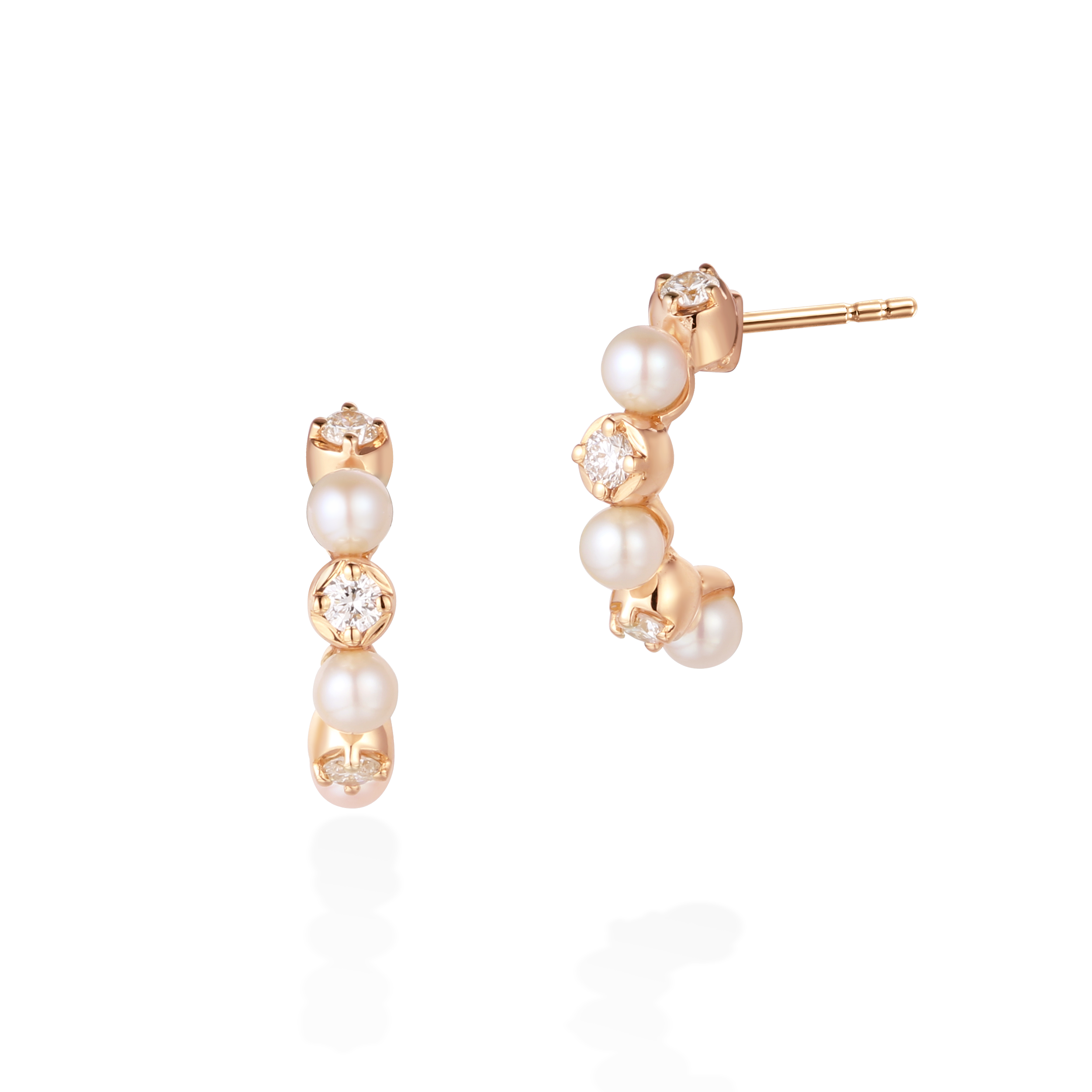 Winter pearl diamond huggies